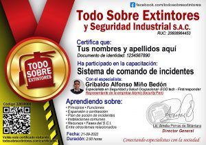 Certificado de la capacitación Sistema de comando de incidentes