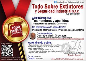 Certificado de la capacitación Protección contra el fuego – Protegiendo con Extintores