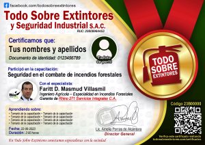 Certificado de la capacitación Seguridad en el combate de incendios forestales