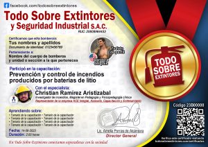 Certificado de la capacitación Prevención y control de incendios producidos con baterías de litio