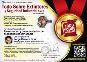 Certificado de la capacitación Preservación y documentación de escenarios post-incendio