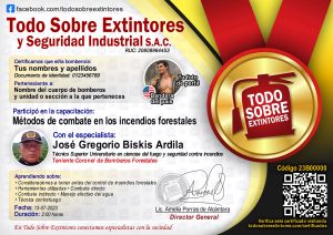 Certificado de la capacitación Métodos de combate en los incendios forestales