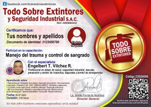 Certificado de la capacitación Manejo del trauma y control de sangrado