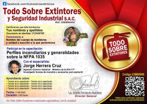 Certificado de la capacitación Perfiles incendiarios y generalidades sobre NFPA 1035