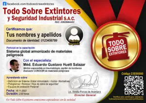 Certificado de la capacitación Sistema global armonizado de materiales peligrosos