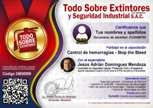 Certificado de la capacitación Control de hemorragias, Stop The Bleed