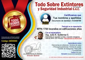 Certificado de la capacitación NFPA 1700 Incendios en edificaciones altas