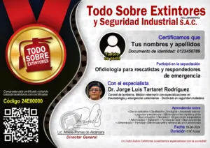 Certificado de la capacitación Ofidiología para rescatistas y respondedores de emergencia