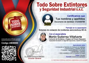 Certificado de la capacitación Sistema de Comando de Incidentes Aeronáutico