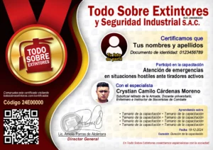 Certificado de la capacitación Atención de emergencias en situaciones hostiles ante tiradores activos