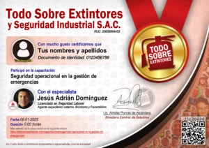 Certificado de la capacitación Seguridad operacional en la gestión de emergencias