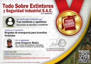 Certificado de la capacitación Brigadas de emergencia para incendios forestales NFPA 1140