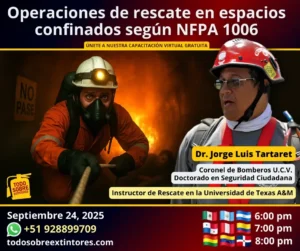 Capacitación virtual gratuita vía Zoom titulada: Operaciones de rescate en espacios confinados según NFPA 1006 que se realizará el miércoles 24 de septiembre en la plataforma de https://todosobreextintores.com Únete al grupo whatsapp de tu país aquí: https://todosobreextintores.com/whatsapp