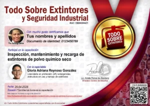 Certificado de la capacitación Inspección, mantenimiento y recarga de extintores de polvo químico seco