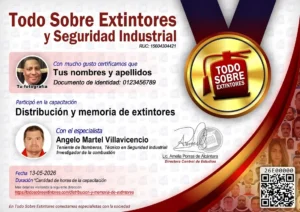 Certificado de la capacitación Distribución y memoria de extintores