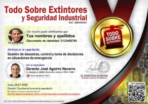Certificado de la capacitación Gestión de desastres, control y toma de decisiones en situaciones de emergencia
