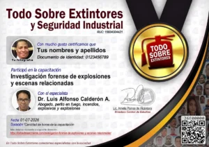 Certificado de la capacitación Investigación forense de explosiones y escenas relacionadas
