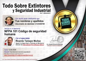 Certificado de la capacitación NFPA 101 Código de seguridad humana