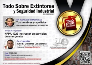 Certificado de la capacitación NFPA 1020 Instructor de servicios de emergencia