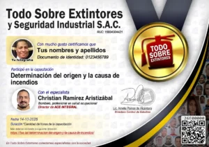 Certificado de la capacitación Determinación del origen y la causa de incendios
